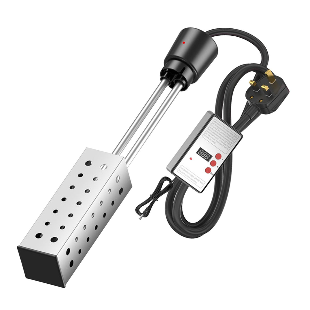 Electric Immersion Water Heater 2500W Bathtub Bucket Thermostat Auto Shutoff UK