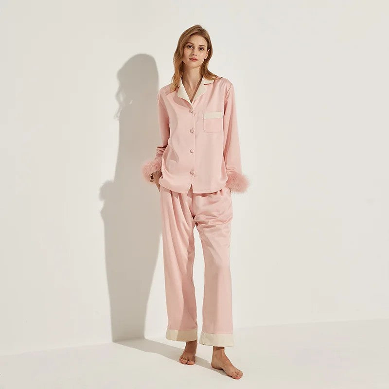 Womens Pajamas Women's Autumn Winter Fleece Thickened Removable Feather Homewear