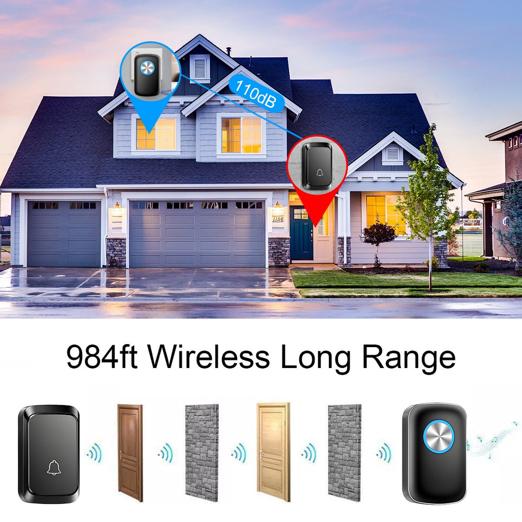 Wireless Door Bells Waterproof 1000ft Long Range Plug in Home Cordless Doorbells