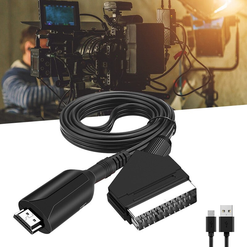 Portable HDMI-compatible To Scart Converter Video Audio Adapter for TV DVD HD