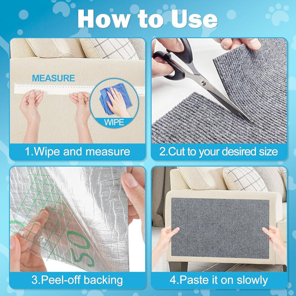 Self Adhesive Pet Cat Scratching Mat Antislip Play Protection Claw Scratcher Pad
