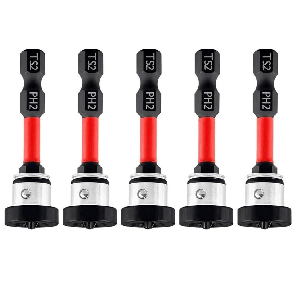 5PCS Plasterboard Screw Setter Bit PH2 50mm Magnetic 1/4" Hex Shank Drywall Tool