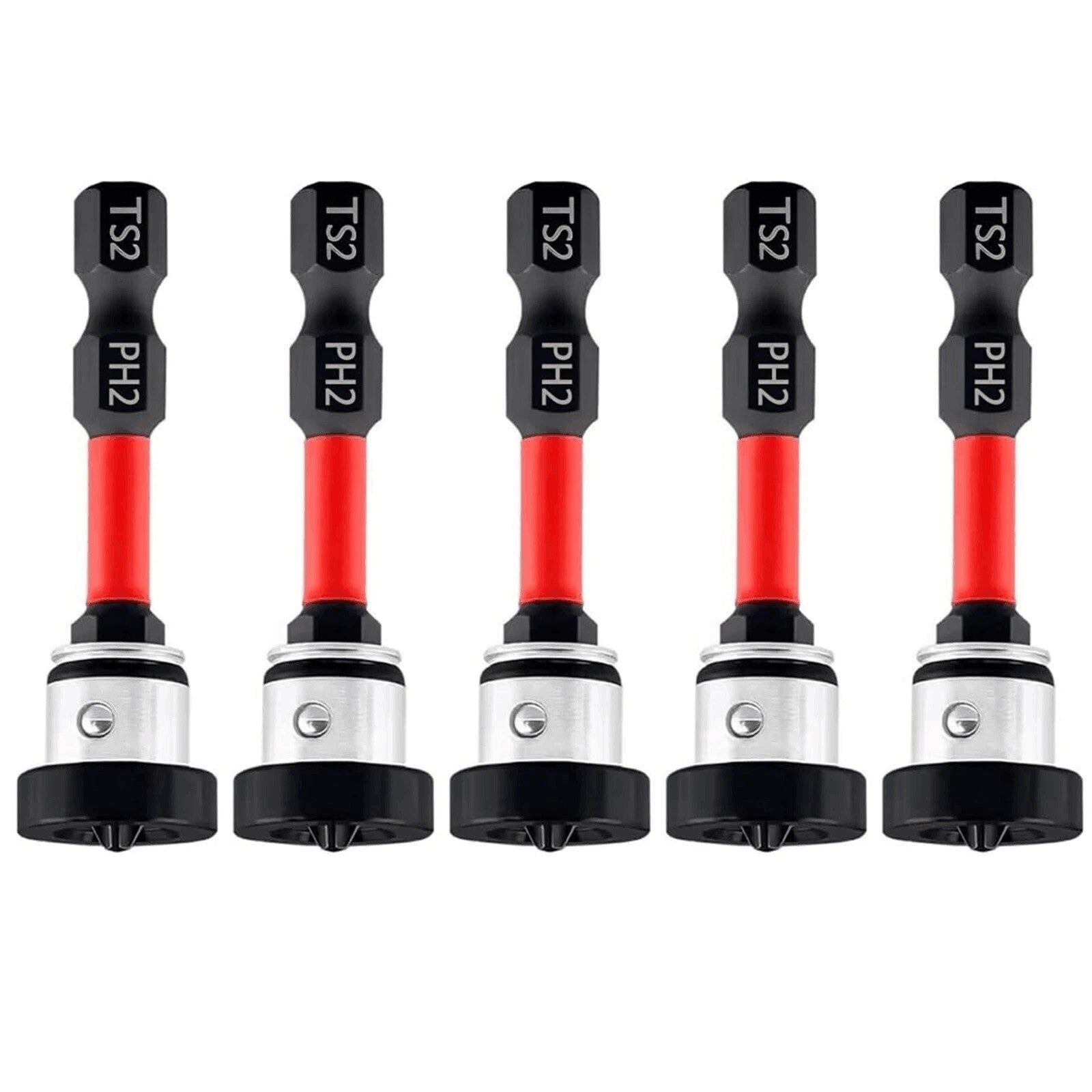 5PCS Plasterboard Screw Setter Bit PH2 50mm Magnetic 1/4" Hex Shank Drywall Tool