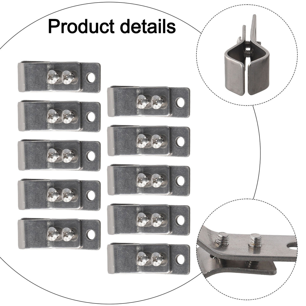 SS304 Stainless Steel Adjustable Clamps for Sunshade Net Installation 10pcs Set