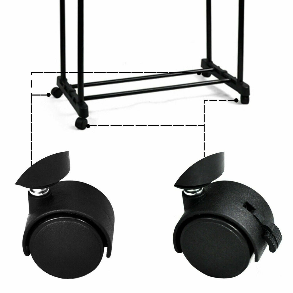 Double Clothes Rail Storage Garment Shelf Adjustable Hanging Display Stand Rack