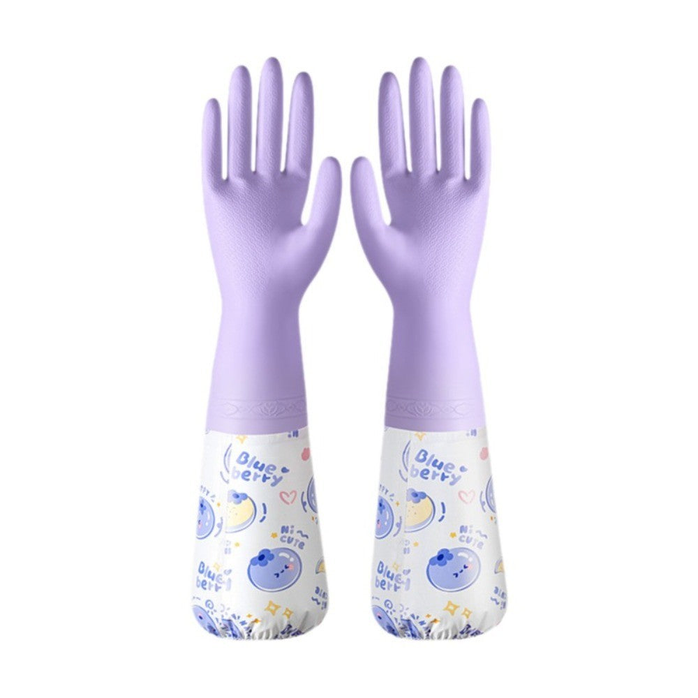 Fleece Lined Dishwashing Gloves Waterproof Scrubbing Gloves  Outdoor Cleaning