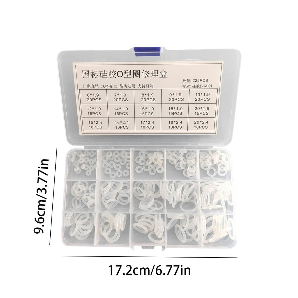 225 PCS Clear Food Grade Silicone O Rings Rubber Set o Ring Silicone Seal Kitnew