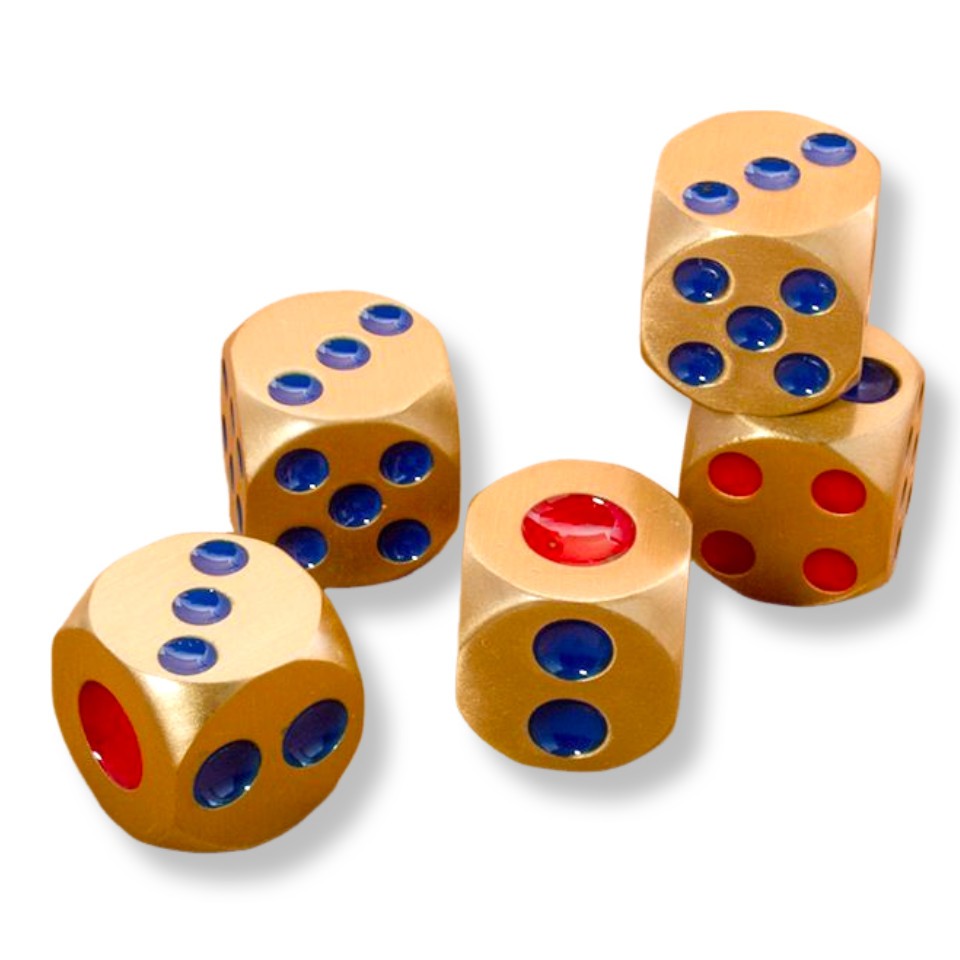 6Pcs 13-20mm Game Solid Brass Dice Heavy Metal D6 Each Hand Polished Gold