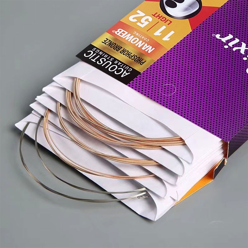 2×Elixir Nanoweb Phosphor Bronze 11-52 Acoustic Guitar Strings Light NN3