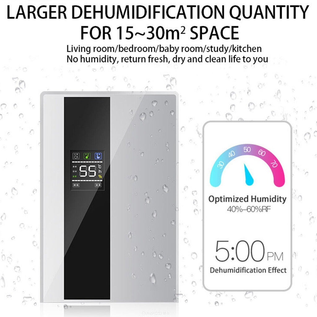 2.2L Large Dehumidifier Portable Quiet Home Air Dryer for Mould Moisture Damp