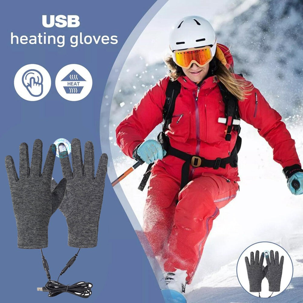Winter Electric Heated Gloves USB Heating Hand Warm Windproof Thermal Gloves UK