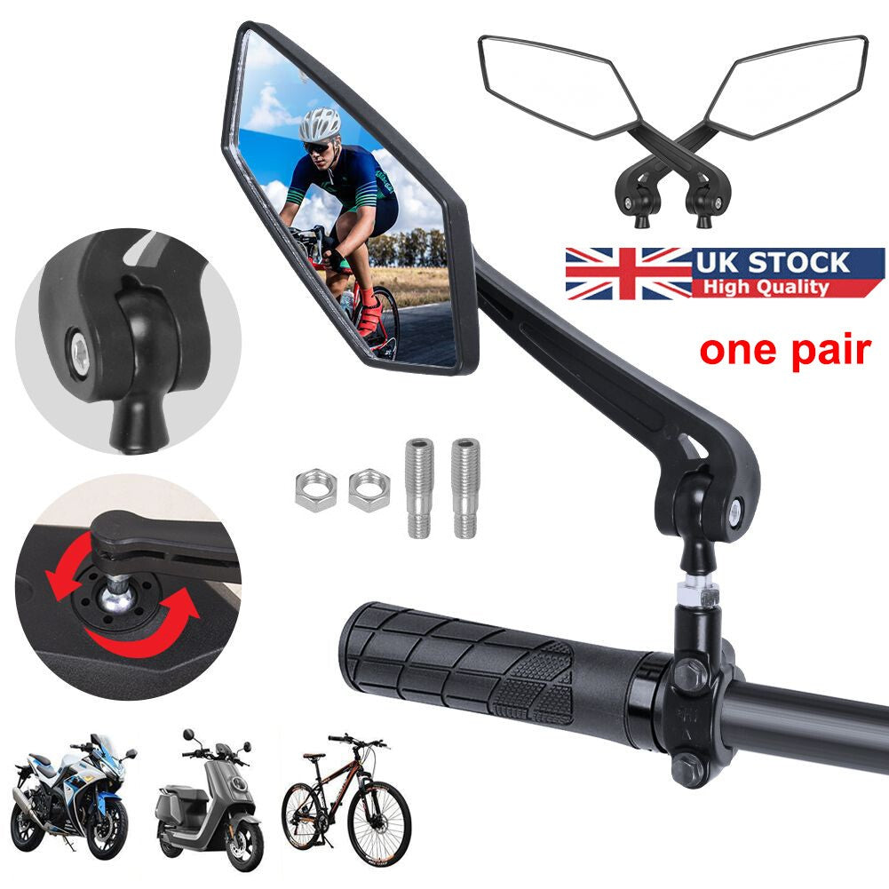 2X Bicycle Handlebar Wing Rear View Mirror Mobility Scooter Mountain Bike MTB