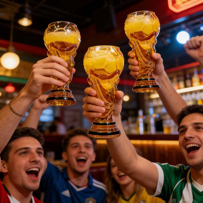500ml World Football Trophy Beer Glass Cup Shape Drinking Mug Clear