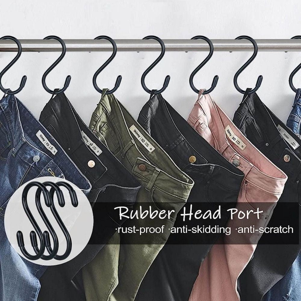 12pcs iron Metal  S Hook Black Heavy Duty S Hooks Vinyl Coated S Hooks  Kitchen