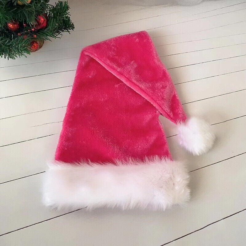 Plush Long Claus Cap New Christmas Hat Pompom Adult Long Santa Costume Xmas