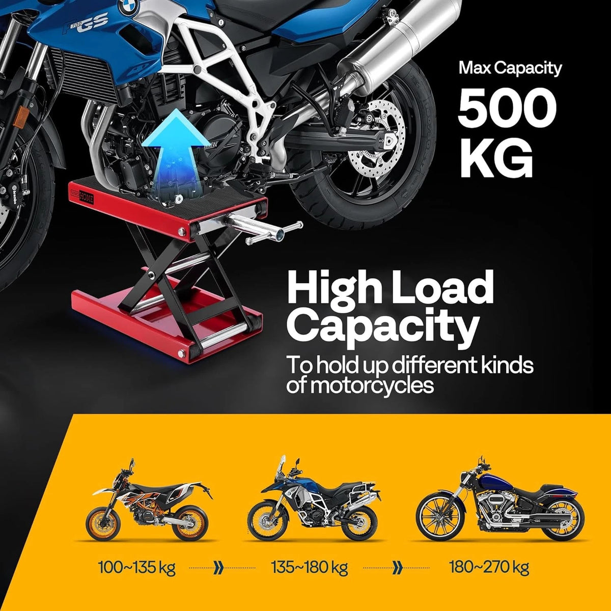 Motorcycle Scissor Jack Lift 500KG Motorbike Motorcycle Table Height Adjustable