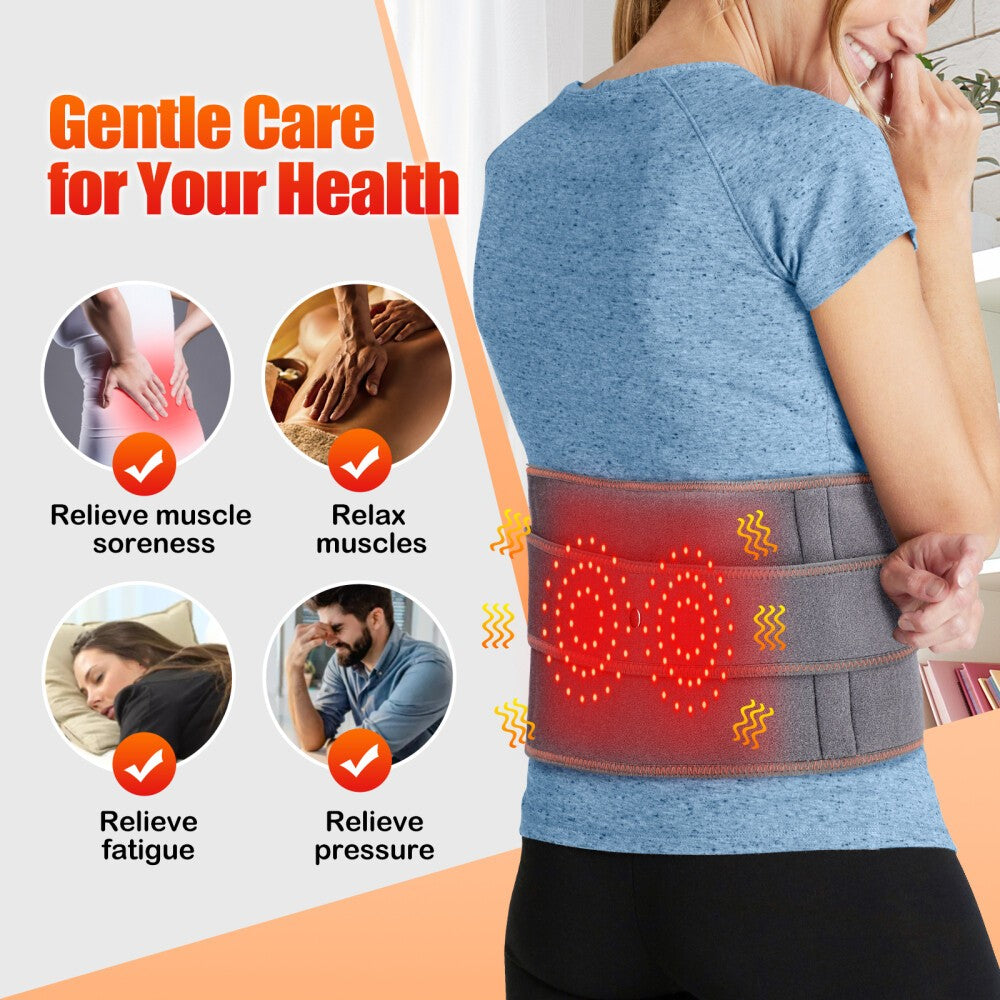 Electric Infrared Heating Vibration Therapy Massager Back Waist Belt Pain Relief