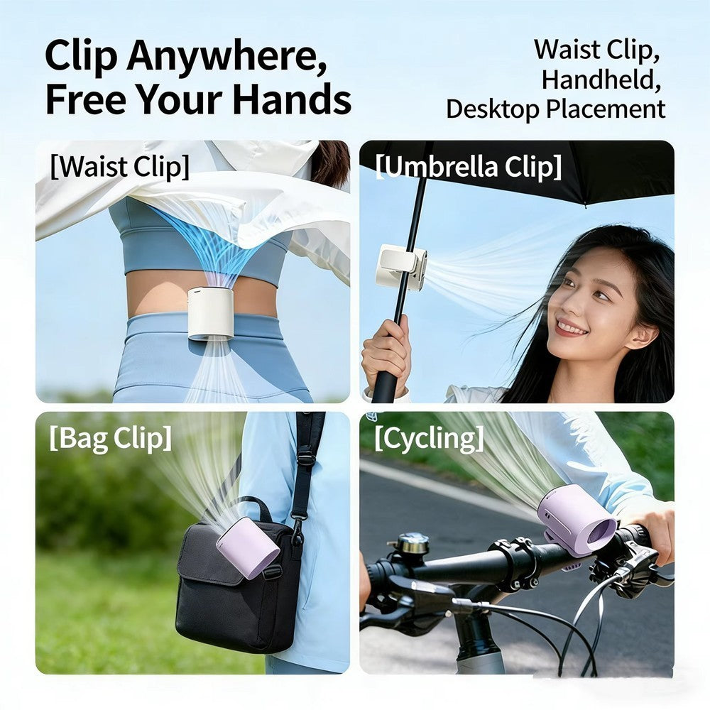 Portable Waist Clip Fan, Cooling Fan with Ice Compress, Rechargeable USB Cooling