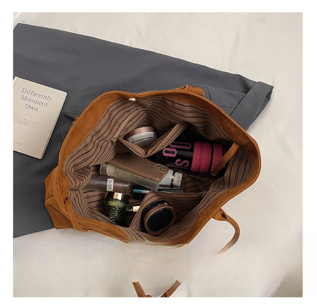 Women Tote Bag Shoulder Bag Suede Texture Large Work Handbag Casual Everyday