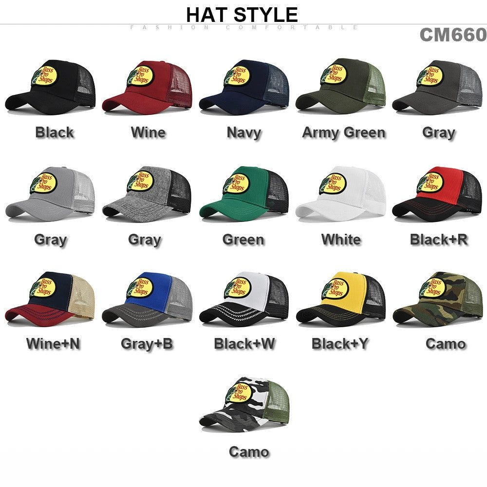 Baseball Trucker Mesh Cap Adjustable for SnapBack Bass Pro Shops Hat Outdoor