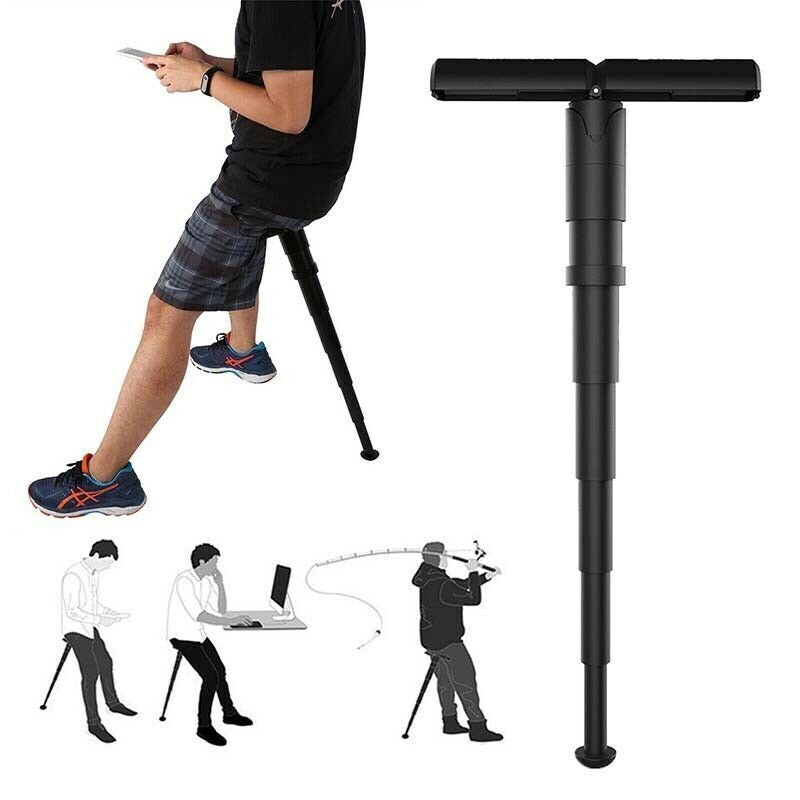 Folding Stool Walking Stick Seat Single Leg Hiking Chair Portable Retractable