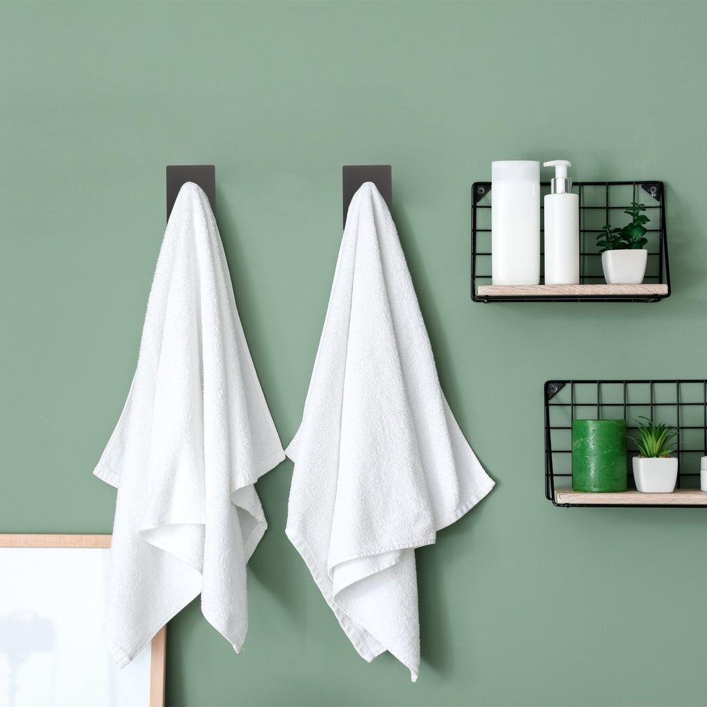 2pcs Self Adhesive Hooks Large Stainless Steel Towel Sticky Wall Hooks, Black