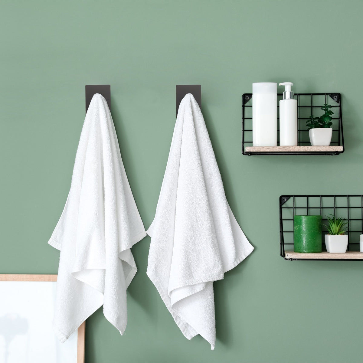 2pcs Self Adhesive Hooks Large Stainless Steel Towel Sticky Wall Hooks, Black