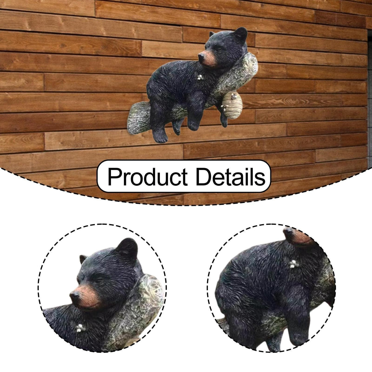Bear Cub Tree Hugger Statue Tree Face Decor Funny Bear on A Tree