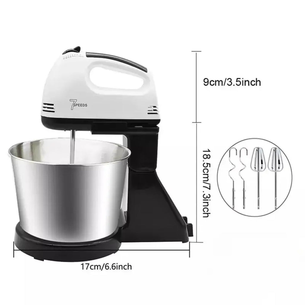 7 Speed Electric Hand Mixer  Handheld Whisk Beaters & Dough Baking Hooks