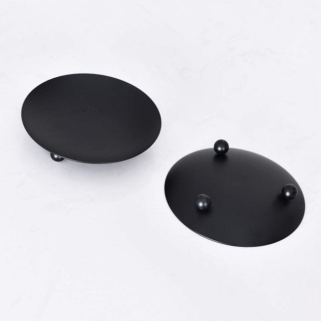 4Pcs Candle Holders for Pillar Candles Black Vintage 11cm Iron Candle Plate Dish