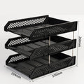 3 Tier Stackable Desk Black A4 Letter Tray Filing Document Organiser Form Paper