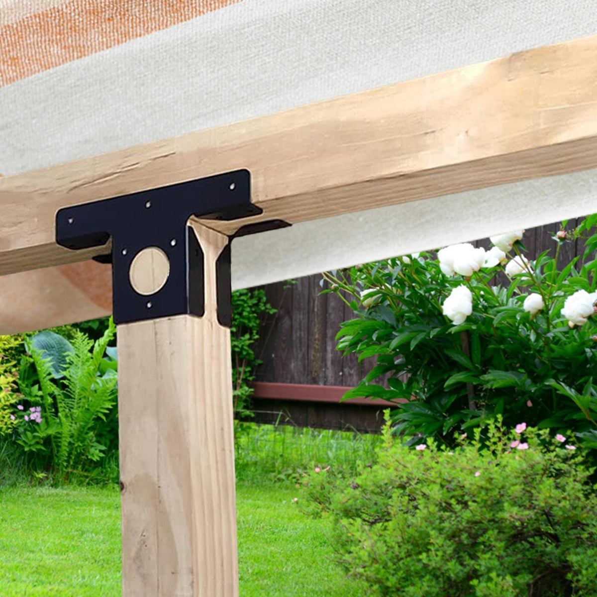 2pcs 3 Way Pergola Brackets Durable Gazebo Accessories Metal for 4x4 Wood Post