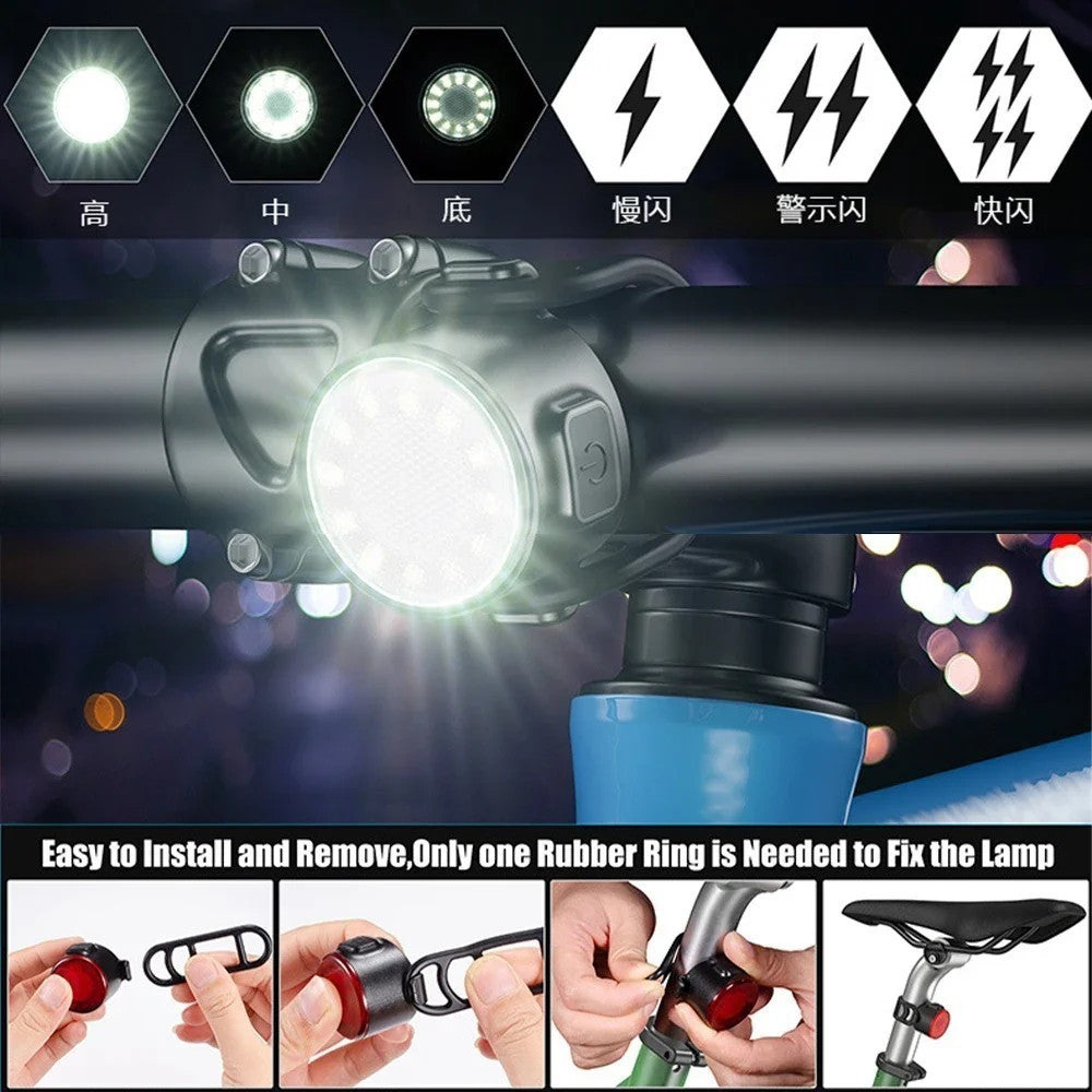 Super Bright Bike Light Set USB Rechargeable Bicycle Lights Waterproof Mountain