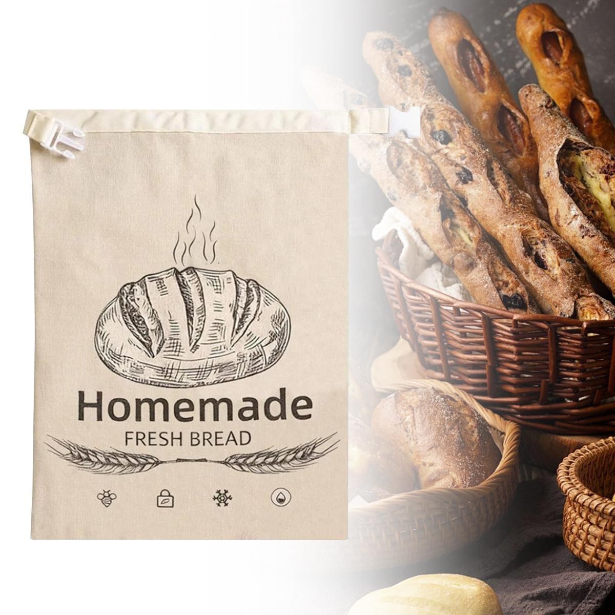 Reusable Beeswax Bread Bag for Homemade Bread – Toaster Safe Food Storage Bag