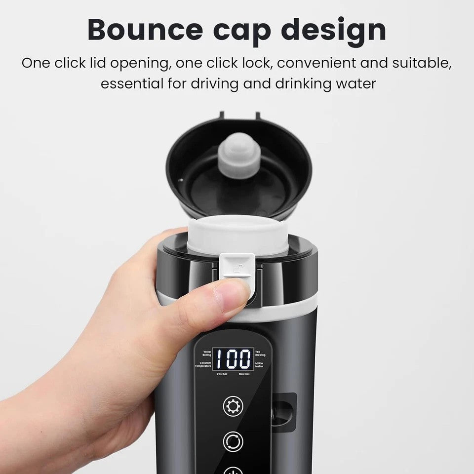12V/24V Electric Kettle Car Heating Cup 500ml Thermos With Smart Touch Screen .