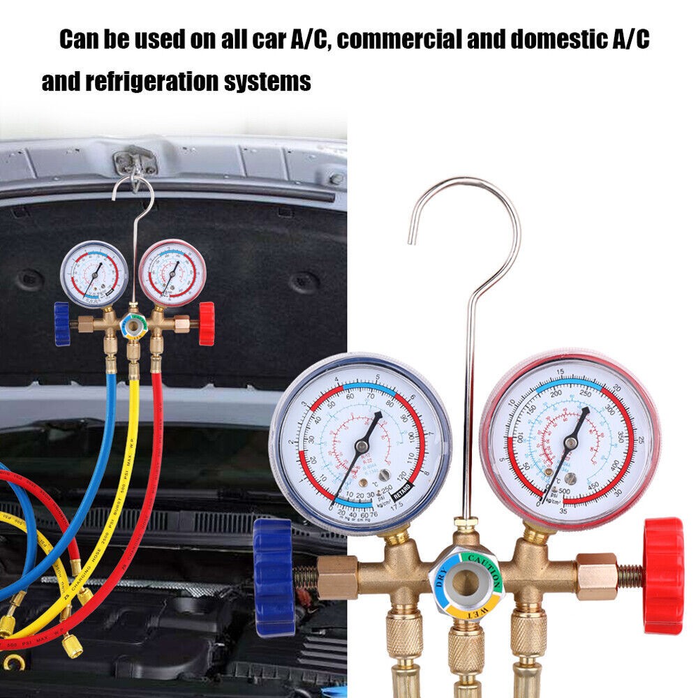 Refrigerant Manifold Gauge Set Hose and Hook Convenient for R12 R22 R404A R134A