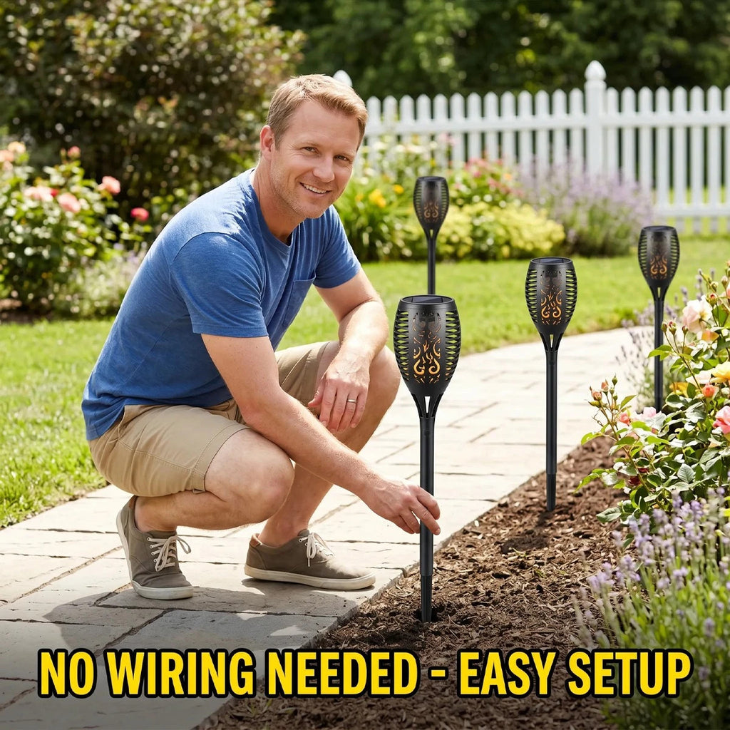 4/8 Pcs Solar Flickering Flame Torch Lights Outdoor Garden Stake Lamp Waterproof
