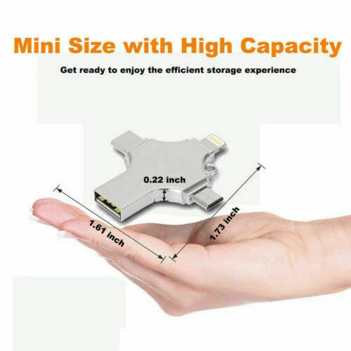4 in 1 2TB USB 3.0 Memory Photo Stick For iPhone Samsung Android UK