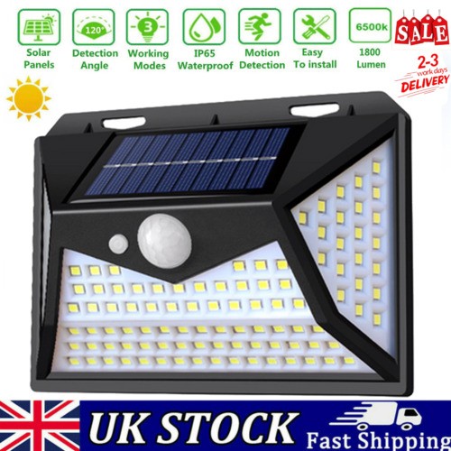 118LED Solar Powered PIR Motion Sensor Wall Lights Outdoor Garden Security Lamp