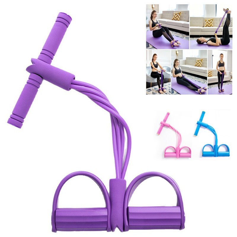 4 Tube Tension Rope Puller Pedal Ankle Exerciser Abdominal Fitness Sport
