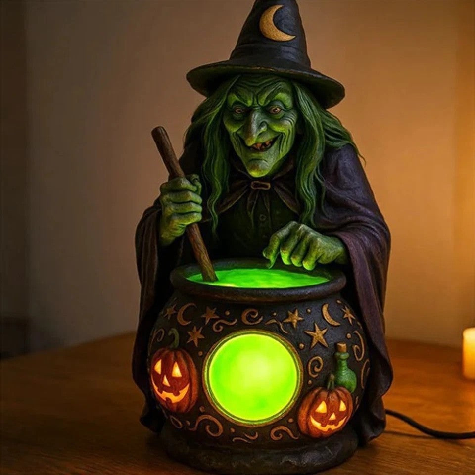 Halloween Witch Cauldron Lamp, Halloween Party Home Desktop Decoration Giift New
