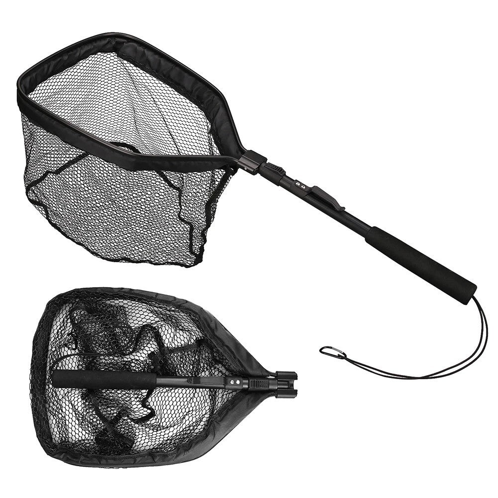 2pcs Rubber Coated Landing Net Telescopic Foldable Floating Fishing Net Trout
