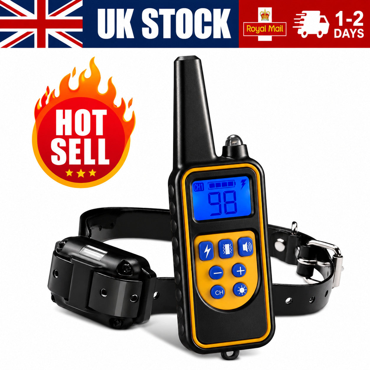 800M Electric Dog Pet Training Collar Waterproof Electric Shock Anti Bark Remote