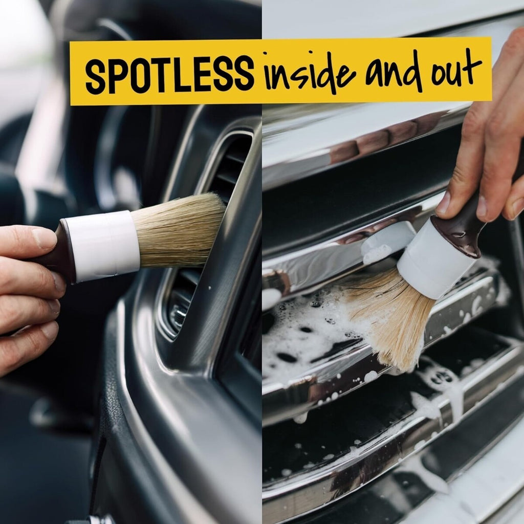 3pcs Car Detailing Wash Dust Brush Kit Vehicle Auto Interior For Wheel Clean Set