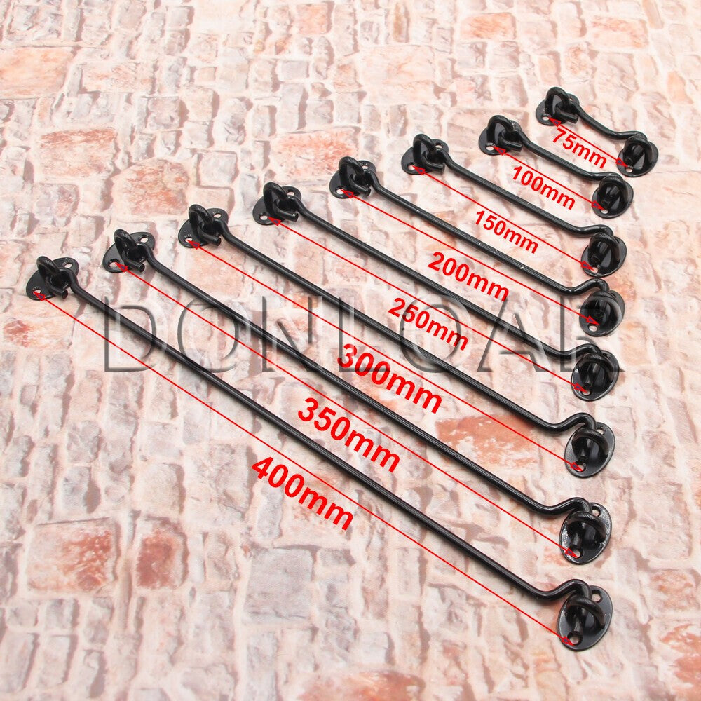 Stainless Steel Cabin Hook And Eye Latch Lock Shed Gate Door Catch Holder black