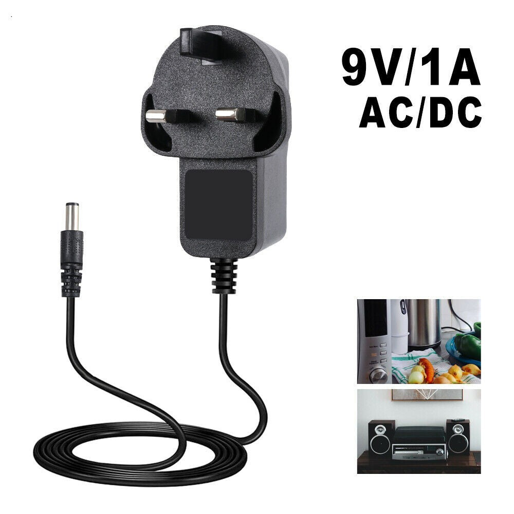 9V AC/DC Power Supply Adapter Safety Charger UK Plug Converter Universal