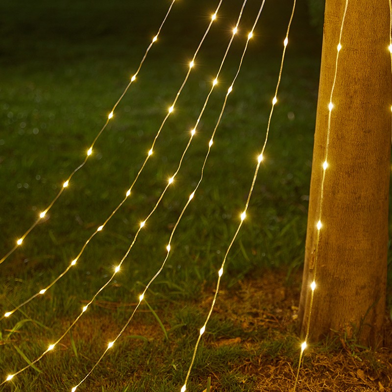 198Led Waterfall Christmas String Light Led Star Xmas Tree Light Uk Plug Outdoor