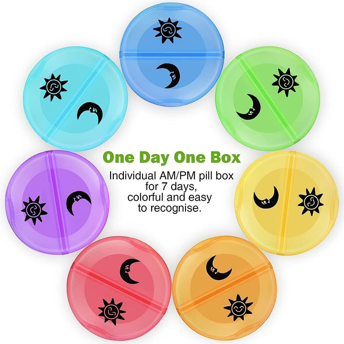 Pill Organiser 7 Day, Weekly Pill Box 2 Times a Day Push