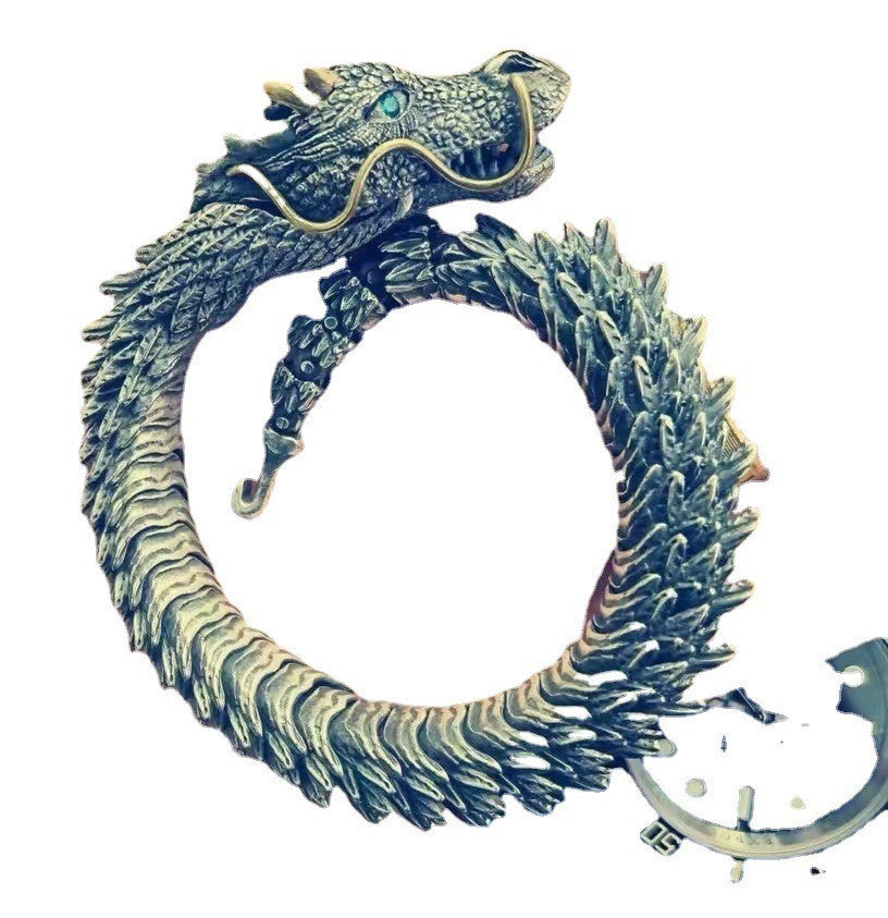 Men's Copper/Silver-plated Dragon Head Bracelet – Retro Gothic Viking Style