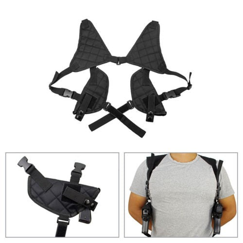 Tactical hand gun shoulder holster black under arm double soft pistol holster@